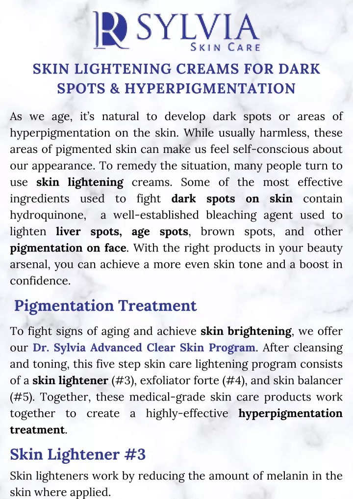 PPT - Skin Lightening Creams for Dark Spots & Hyperpigmentation ...