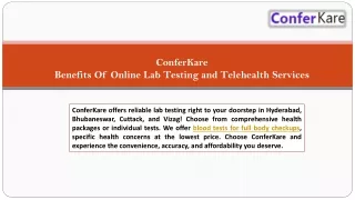 ConferKare Benefits Of Online Lab Testing and Telehealth Services
