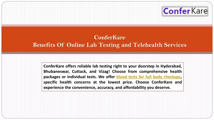 c onferkare benefits of online lab testing and telehealth services