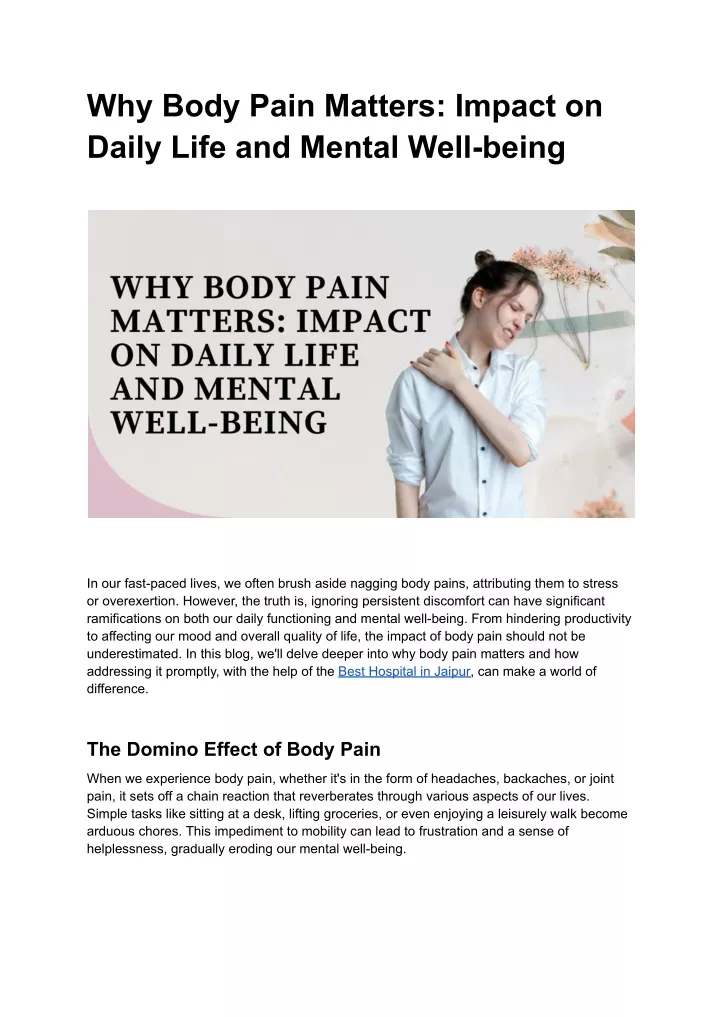 why body pain matters impact on daily life