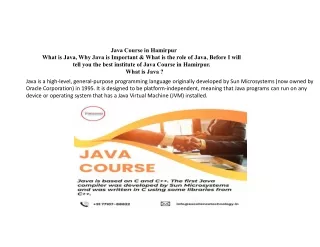 Java Course in Hamirpur