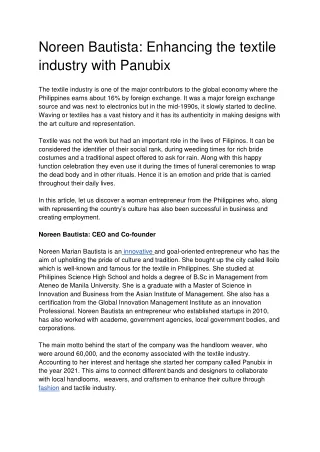 noreen bautista enhancing the textile industry