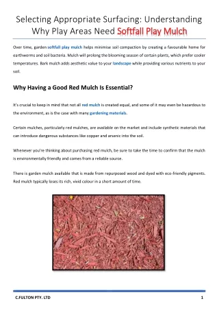 Selecting Appropriate Surfacing Understanding Why Play Areas Need Softfall Play Mulch