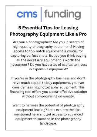 Streamline Your Business with Commercial Equipment Leasing