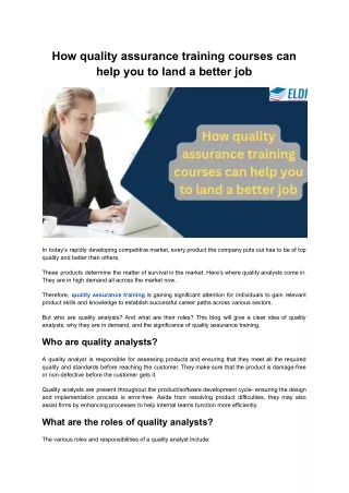 Quality Assurance Training: Your Path to Better Job Opportunities