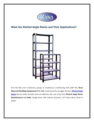 What Are Slotted Angle Racks and Their Applications?