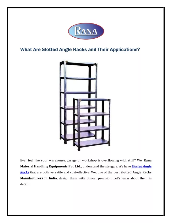 what are slotted angle racks and their