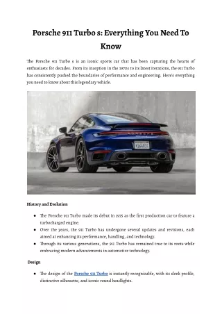 Porsche 911 Turbo Everything You Need To Know