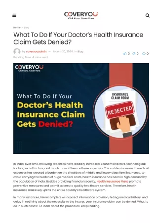 What To Do If Your Doctor’s Health Insurance Claim Gets Denied