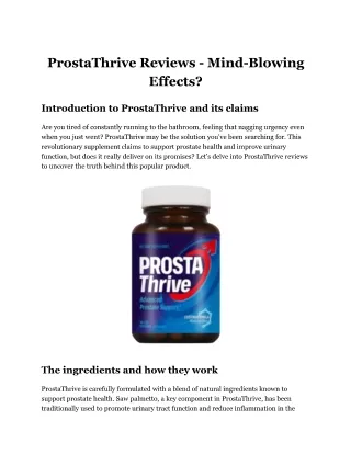 ProstaThrive Reviews - Mind-Blowing Effects