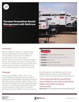 Permian Streamlines Rental Management with NetScore | Case Study