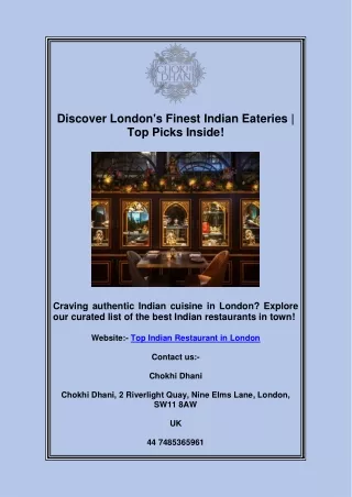 Top Indian Restaurant in London