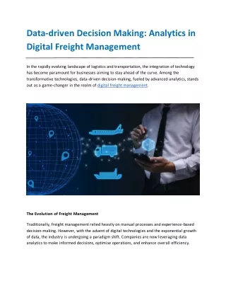 Data-driven Decision Making_ Analytics in Digital Freight Management