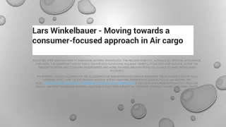 Lars Winkelbauer - Moving towards a consumer-focused approach in Air cargo