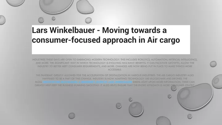 lars winkelbauer moving towards a consumer focused approach in air cargo