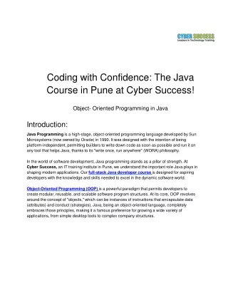 Java Pioneers: Be A Master In Programming!