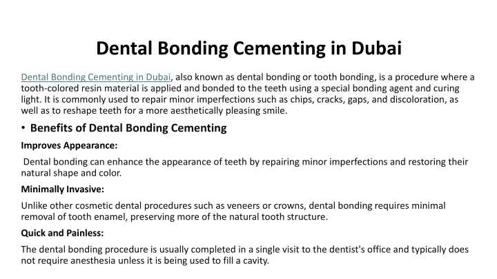 dental bonding cementing in dubai