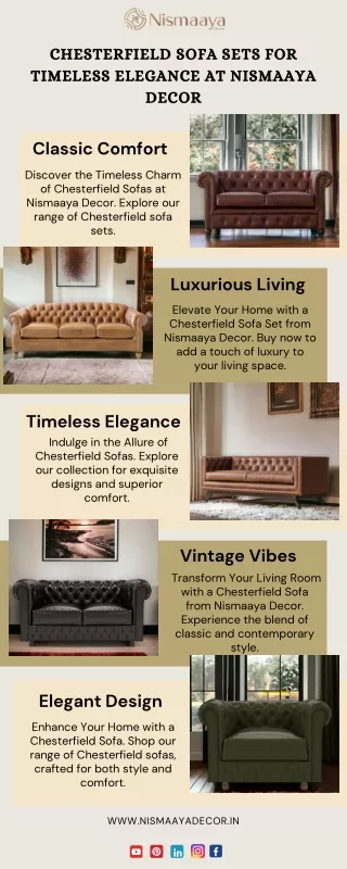 Chesterfield Sofa Sets for Timeless Elegance at Nismaaya Decor