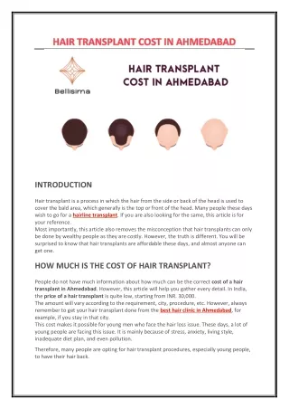 HAIR TRANSPLANT COST IN AHMEDABAD