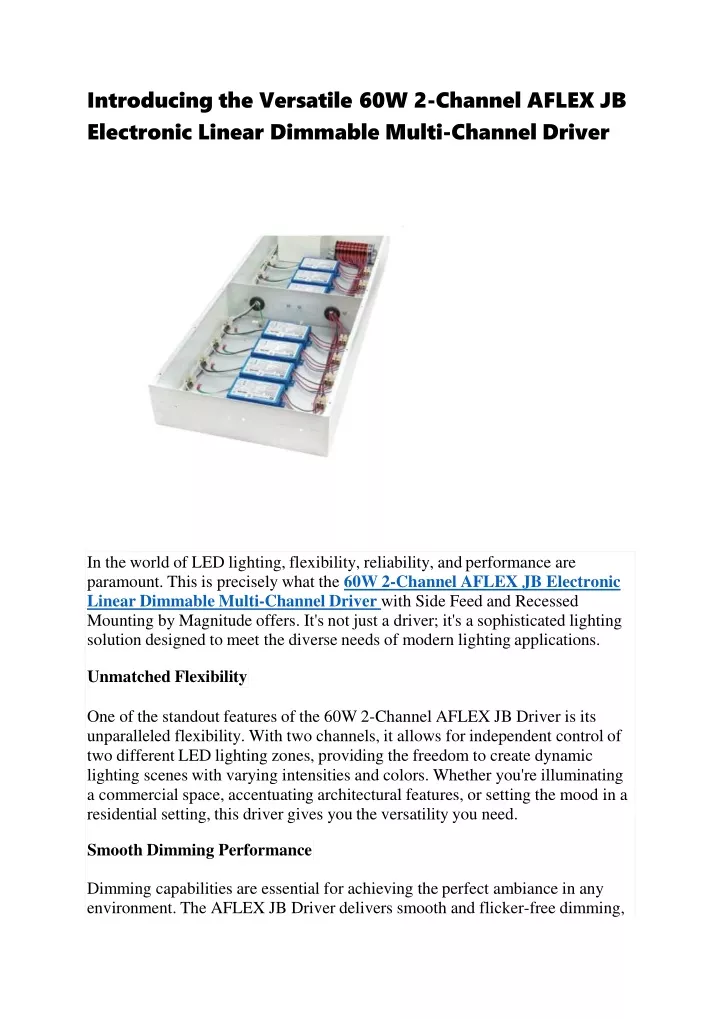 introducing the versatile 60w 2 channel aflex