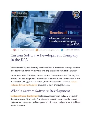 Custom Software Development Company in the USA