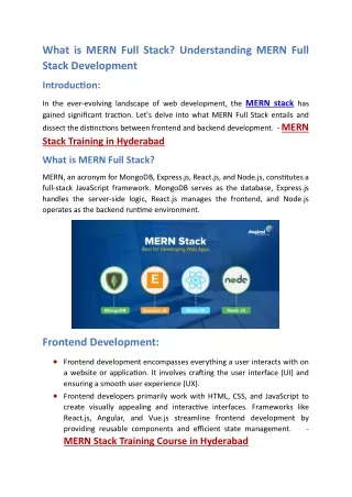 MERN Stack Training in Hyderabad - MERN Stack Training Course in Hyderabad