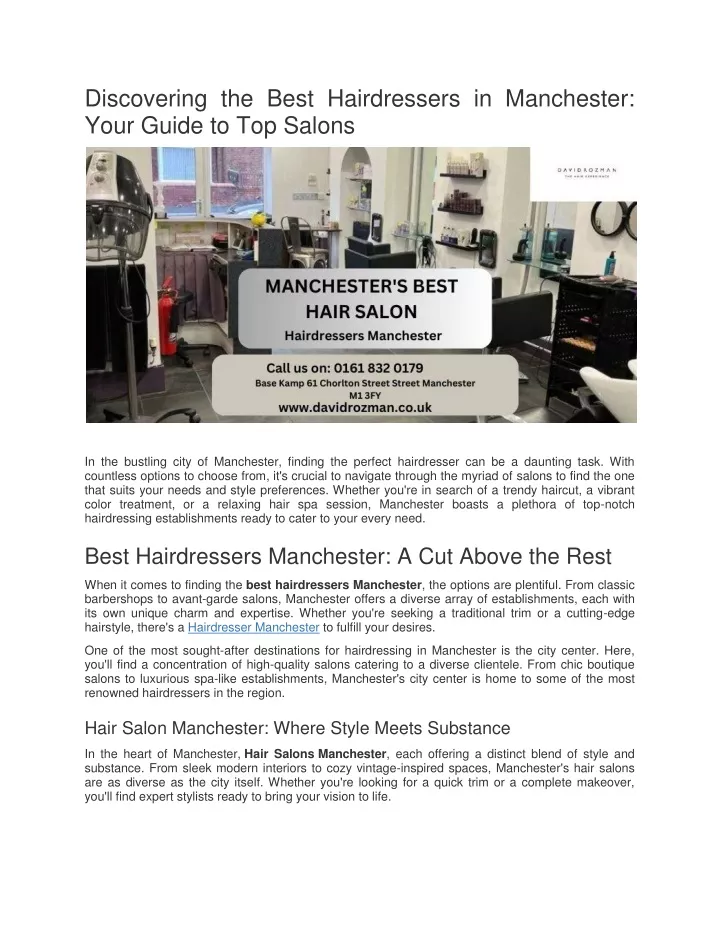 discovering the best hairdressers in manchester