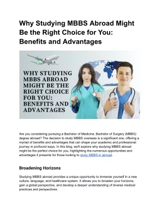 Why Studying MBBS Abroad Might Be the Right Choice for You_ Benefits and Advantages