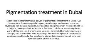 Pigmentation treatment in Dubai