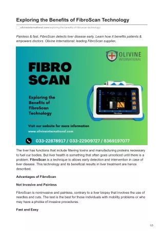 olivineinternational.com-Exploring the Benefits of FibroScan Technology