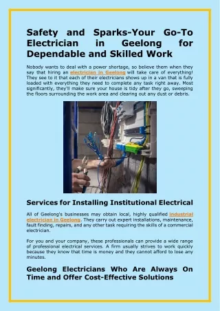 Safety and Sparks-Your Go-To Electrician in Geelong for Dependable and Skilled Work