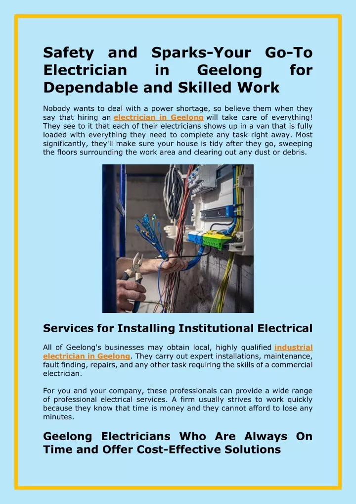safety and sparks your go to electrician