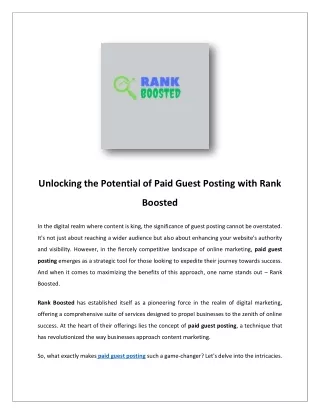Unlocking the Potential of Paid Guest Posting with Rank Boosted 1