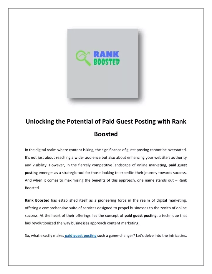 unlocking the potential of paid guest posting