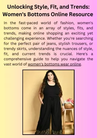Unlocking Style, Fit, and Trends Women's Bottoms Online Resource