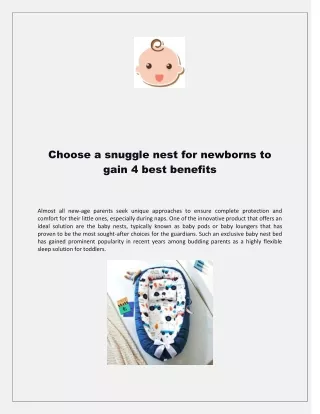 Choose a snuggle nest for newborns to gain 4 best benefits