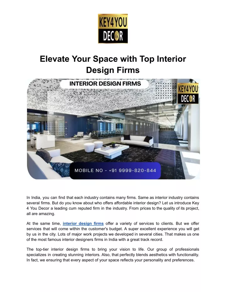 elevate your space with top interior design firms