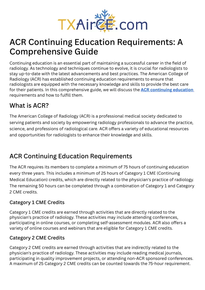acr continuing education requirements