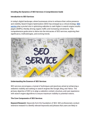 Unveiling the Dynamics of SEO Services A Comprehensive Guide