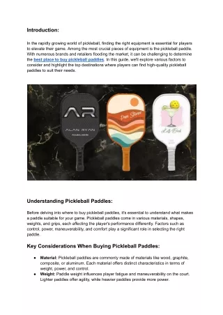 The Best place to buy pickleball paddles