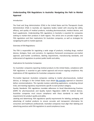 understanding fda regulations in australia