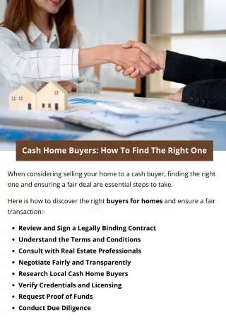 Cash Home Buyers How To Find The Right One