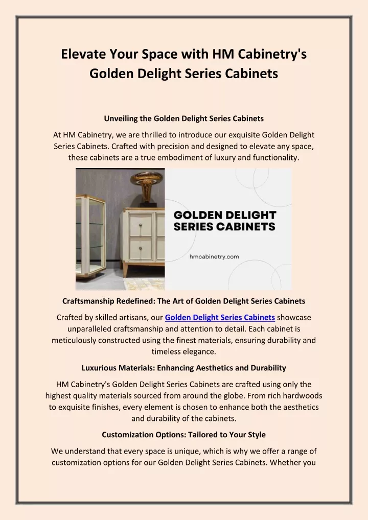 elevate your space with hm cabinetry s golden