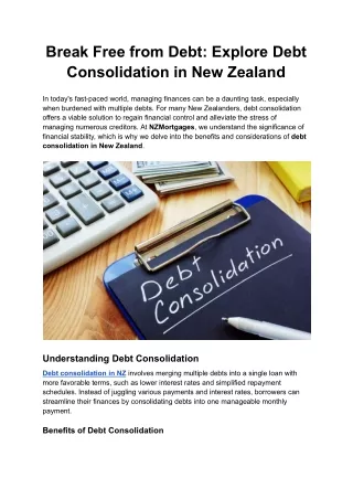 Break Free from Debt: Explore Debt Consolidation in New Zealand