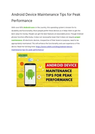 Android Device Maintenance Tips for Peak Performance
