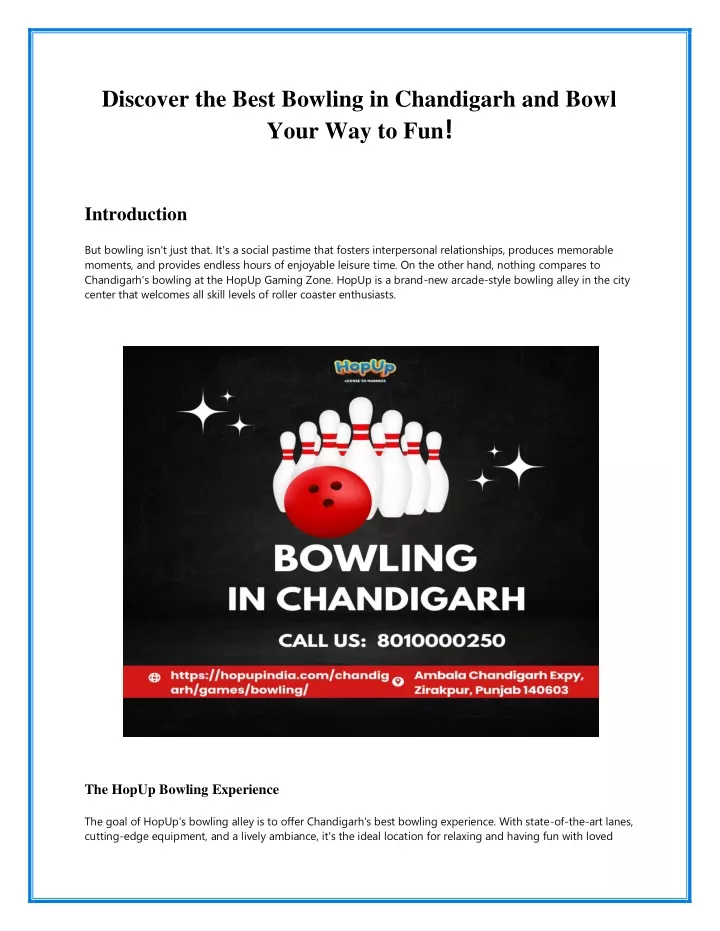 discover the best bowling in chandigarh and bowl