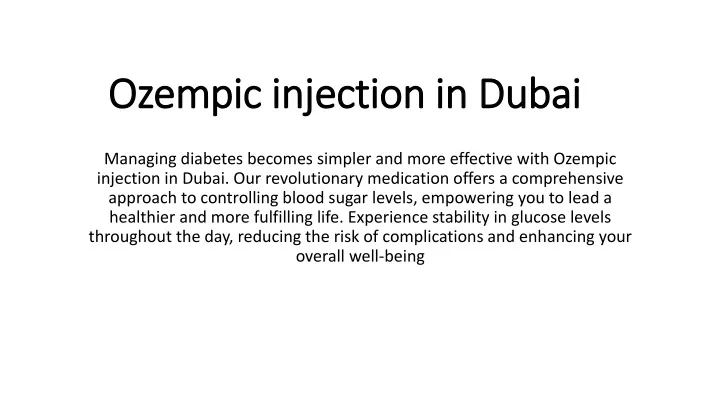 ozempic injection in dubai