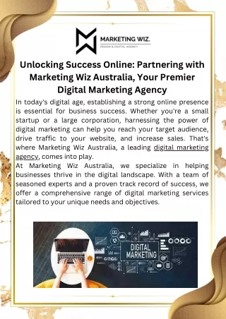 Unlocking Success Online Partnering with Marketing Wiz Australia, Your Premier Digital Marketing Agency