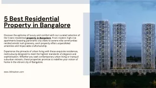 5 Best Residential Property in Bangalore