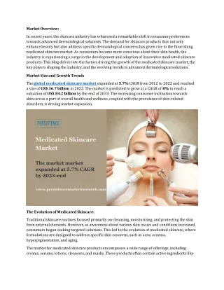 Medicated Skincare Market: Innovations in Medical-grade Skincare Products Drive